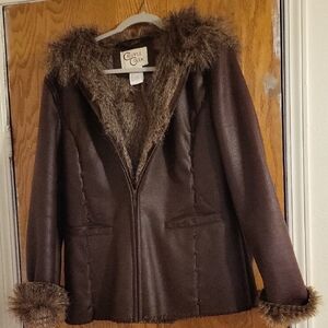 Cripple Creek Brown Teddy Jacket with Faux Fur Trim